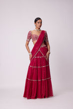 Load image into Gallery viewer, CRIMSON RED MULTI- TIER SAREE SET