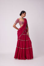 Load image into Gallery viewer, CRIMSON RED MULTI- TIER SAREE SET