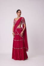 Load image into Gallery viewer, CRIMSON RED MULTI- TIER SAREE SET