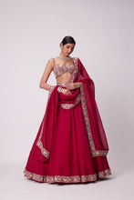 Load image into Gallery viewer, CRIMSON RED ORGANZA LEHENGA SET