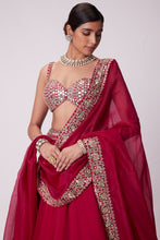 Load image into Gallery viewer, CRIMSON RED ORGANZA LEHENGA SET