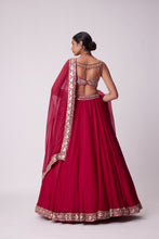 Load image into Gallery viewer, CRIMSON RED ORGANZA LEHENGA SET