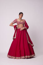 Load image into Gallery viewer, CRIMSON RED ORGANZA MIRROR LEHENGA SET