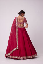 Load image into Gallery viewer, CRIMSON RED ORGANZA MIRROR LEHENGA SET