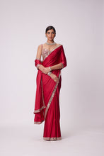 Load image into Gallery viewer, CRIMSON RED SATIN SAREE SET