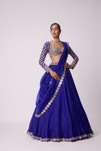 Load image into Gallery viewer, PERSIAN BLUE HAND EMBROIDERED LEHENGA SET