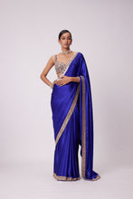 Load image into Gallery viewer, PERSIAN BLUE SATIN SAREE SET
