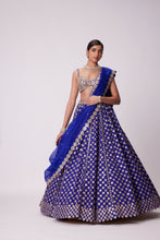 Load image into Gallery viewer, PERSIAN BLUE FLOWER LEHENGA SET