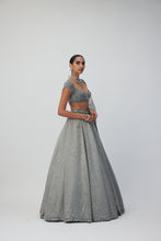 Load image into Gallery viewer, Crystal Grey Sequins Scattered Organza Lehenga Set