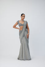 Load image into Gallery viewer, Crystal Grey Pre Draped Saree Set
