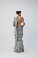 Load image into Gallery viewer, Crystal Grey Pre Draped Saree Set