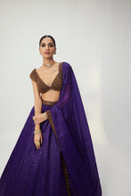 Load image into Gallery viewer, Royalty Purple Sequins Scattered Lehenga Set