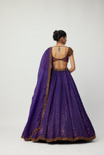 Load image into Gallery viewer, Royalty Purple Sequins Scattered Lehenga Set
