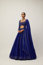 Load image into Gallery viewer, Cocktail Blue Organza Lehenga Set