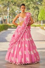 Load image into Gallery viewer, Pink Flower Lehenga Set