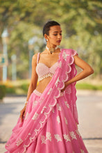 Load image into Gallery viewer, Pink Flower Lehenga Set