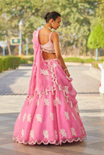 Load image into Gallery viewer, Pink Flower Lehenga Set