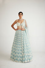 Load image into Gallery viewer, Powder Blue Chandelier Pearl Drop Lehenga Set