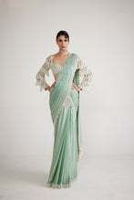 Load image into Gallery viewer, Powder Mint Chandelier Drop Saree Set