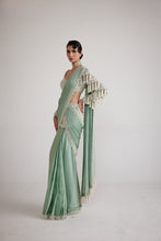 Load image into Gallery viewer, Powder Mint Chandelier Drop Saree Set