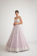 Load image into Gallery viewer, Powder Lilac Chandelier Pearl Drop Lehenga Set