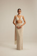 Load image into Gallery viewer, Light Beige V neck Pencil Skirt Set.