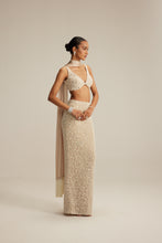 Load image into Gallery viewer, Light Beige V neck Pencil Skirt Set.