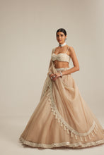 Load image into Gallery viewer, Light Beige Organza mirror and pearl lehenga set