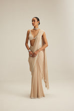 Load image into Gallery viewer, Light Beige Draped Saree Set