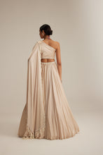 Load image into Gallery viewer, Light Beige Satin Lehenga Set