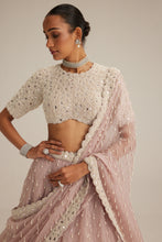 Load image into Gallery viewer, Ash Pink Pearl Drop Lehenga with high neck blouse