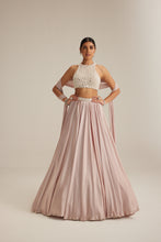 Load image into Gallery viewer, Ash Pink Satin skirt Set
