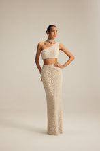 Load image into Gallery viewer, Light Beige One Shoulder Pencil Skirt Set.
