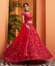 Load image into Gallery viewer, Red heavily embellished lehenga
