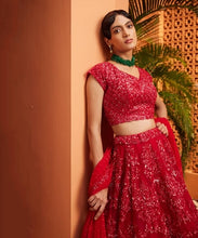 Load image into Gallery viewer, Red heavily embellished lehenga