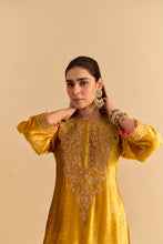 Load image into Gallery viewer, Aroob - Mustard Kurta with Sharara and Dupatta