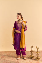 Load image into Gallery viewer, Aynaz - Deep Purple Kurta with Salwar