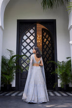 Load image into Gallery viewer, Ella Powder Blue Lehenga With Draped Blouse