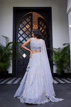 Load image into Gallery viewer, EDONIA POWDER BLUE LEHENGA SET