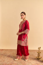 Load image into Gallery viewer, Dua Deep red Dabka Zardozi Embroidered Short kurta Set