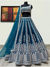 Load image into Gallery viewer, Teal Milani lehenga set