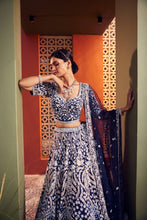 Load image into Gallery viewer, Navy blue heavily embellished lehenga