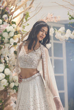 Load image into Gallery viewer, PEACH ORGANZA HAND EMBELLISHED LEHENGA