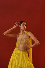 Load image into Gallery viewer, Yellow georgette lehenga choli set