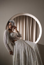 Load image into Gallery viewer, White embroidered lehenga set