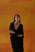 Load image into Gallery viewer, Black georgette saree set