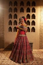 Load image into Gallery viewer, Maroon embroidered lehenga set