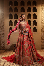 Load image into Gallery viewer, Red embroidered lehenga set