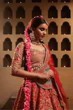 Load image into Gallery viewer, Red embroidered lehenga set