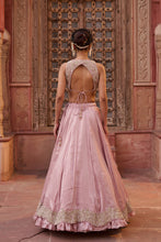 Load image into Gallery viewer, Blush pink glass tissue silk blouse, lehenga and dupatta